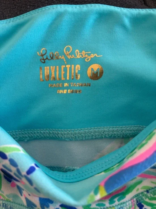 Lilly Pulitzer Teal Multicolor Bike Shorts size medium - Picture 3 of 3